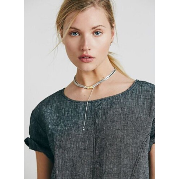 NWT Free People Endless Shore Linen Dress Crew Neck Cuffed Sleeve Sheath Small - Picture 5 of 8